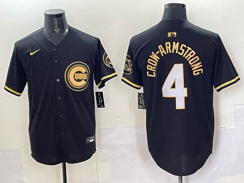 Men Chicago Cubs 4 Crow Armstrong black Nike MLB 2025 Jersey 06
